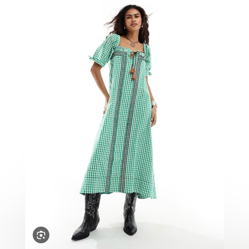 Free People Cass Gingham Maxi Dress - Sz S